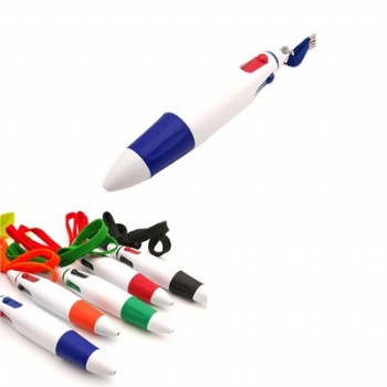 4 In 1 Pen Neck Pen w/ Rubber Grip