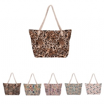 Flax Travel Shoulder Bag with Cotton Rope Handles