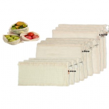 9 PC Organic Cotton Mesh Bag