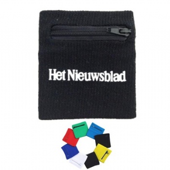 Soft Cotton Wristband with Zipper Pocket