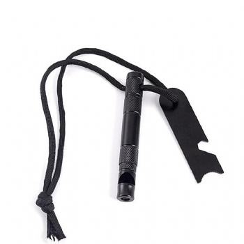 5 in 1 Metal Whistles Flint Ruler Compass Can Opener